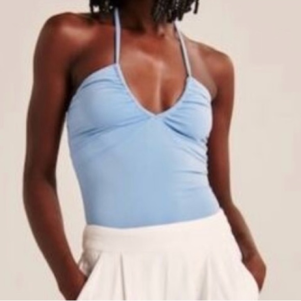 Abercrombie Light Blue Halter Body Suit- size small
